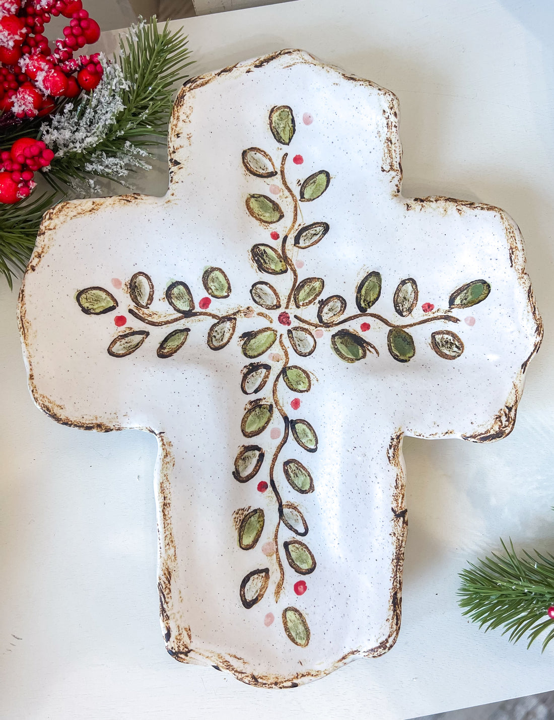 Etta B Pottery Christmas Cross
