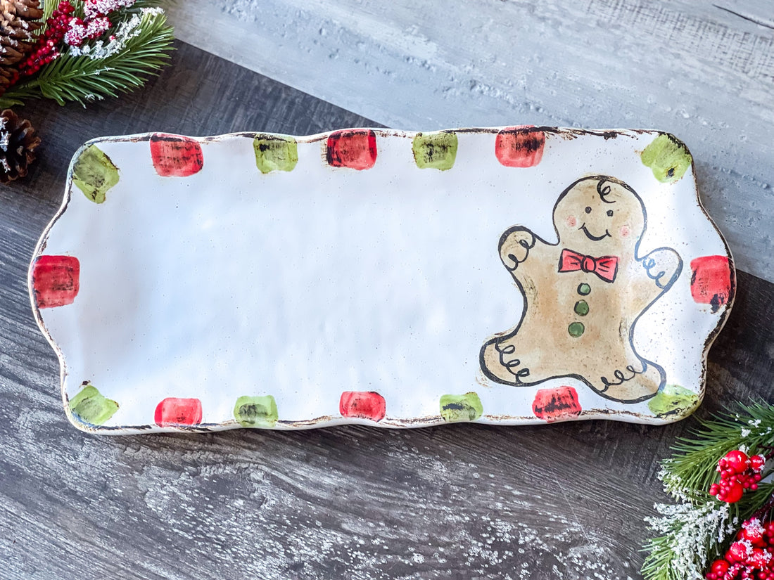 Etta B Pottery Gingerbread Man Tray