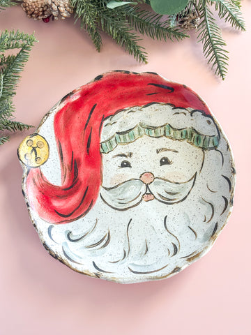 Etta B Pottery Jingle Jolly Santa Platter