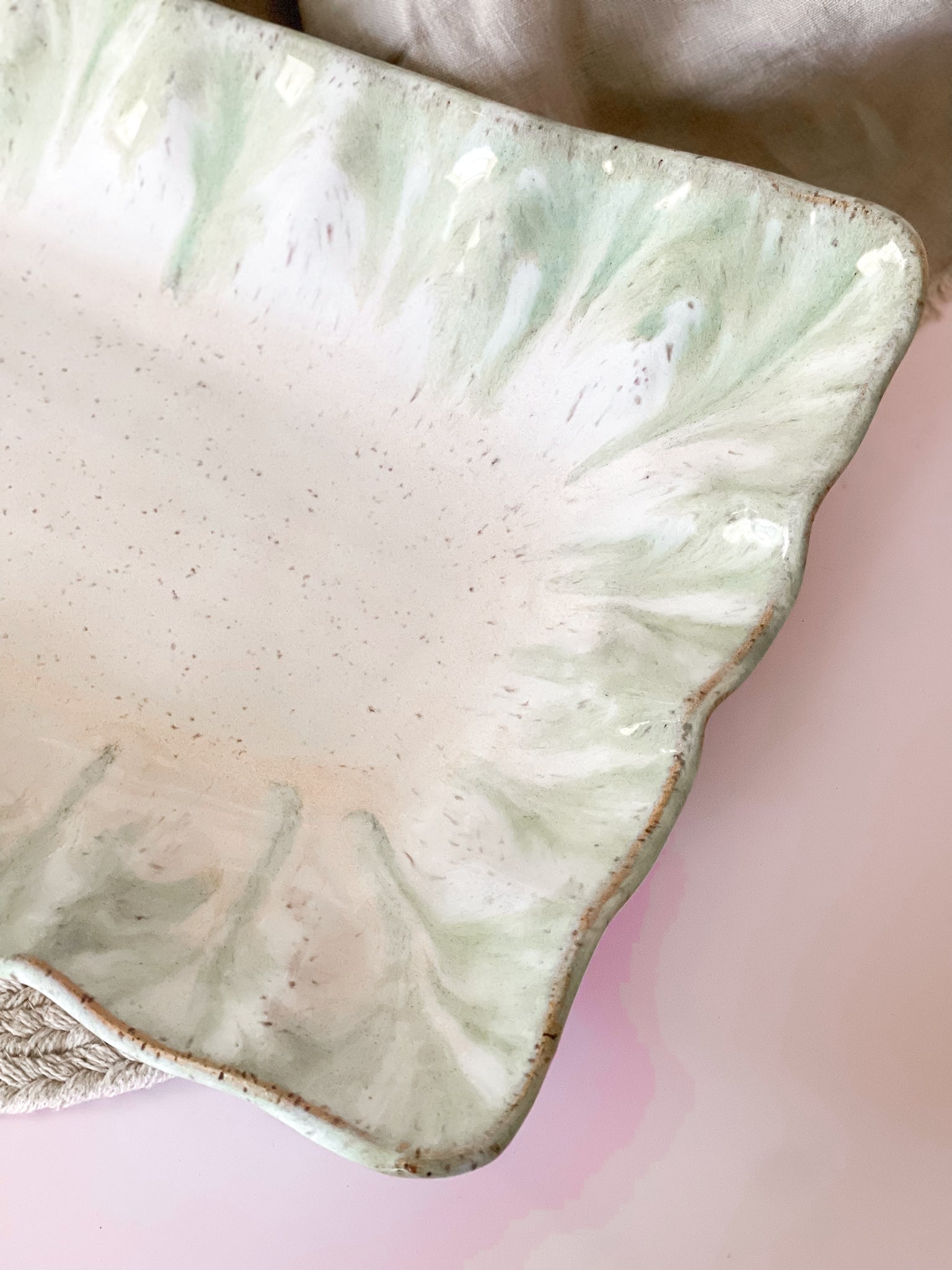 Etta B Pottery Matcha Latte Fluttered Rectangle Tray | SouthernlyPlace
