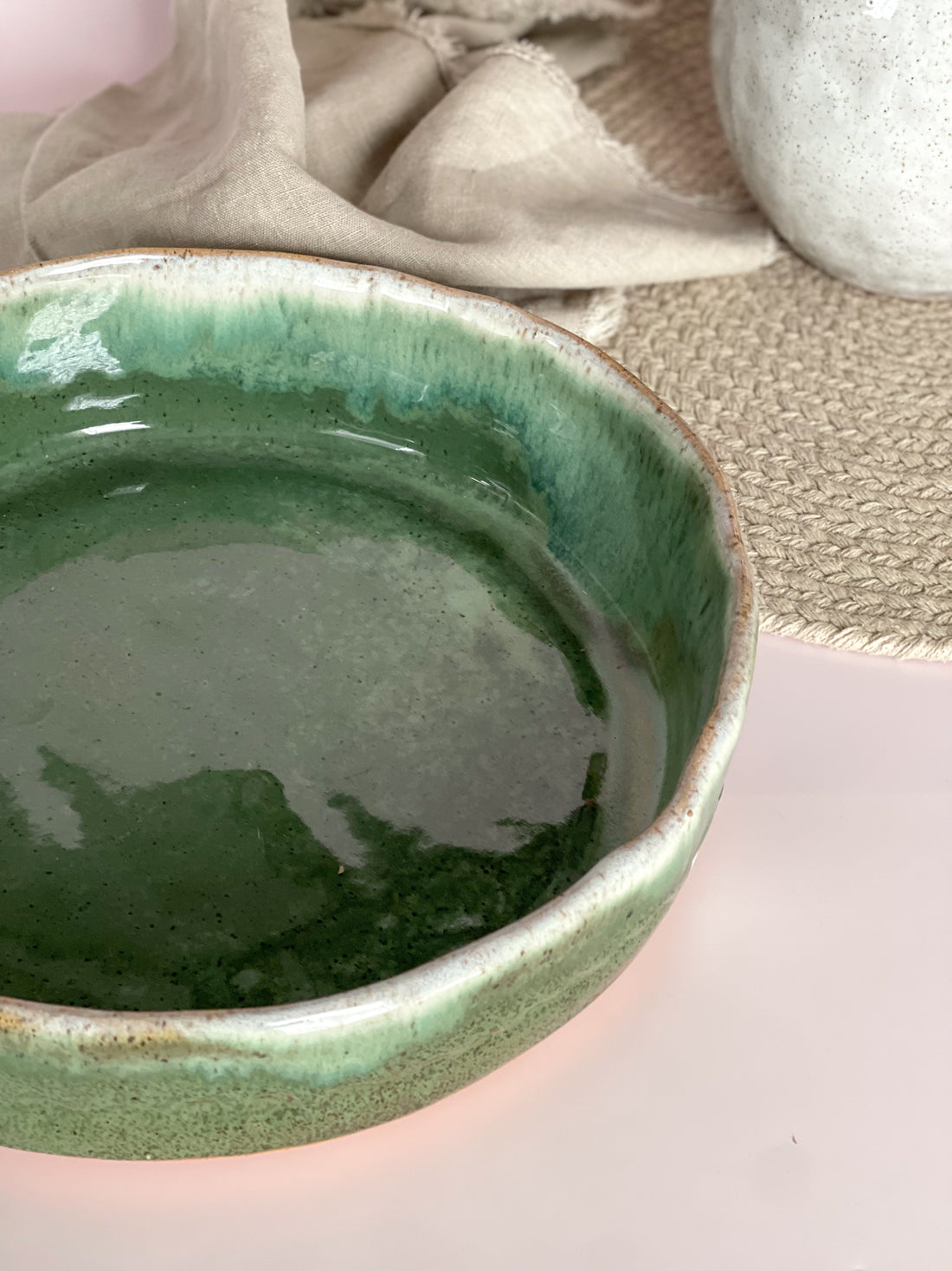 Etta B Pottery Matcha Leaf Sunday Dinner Dish