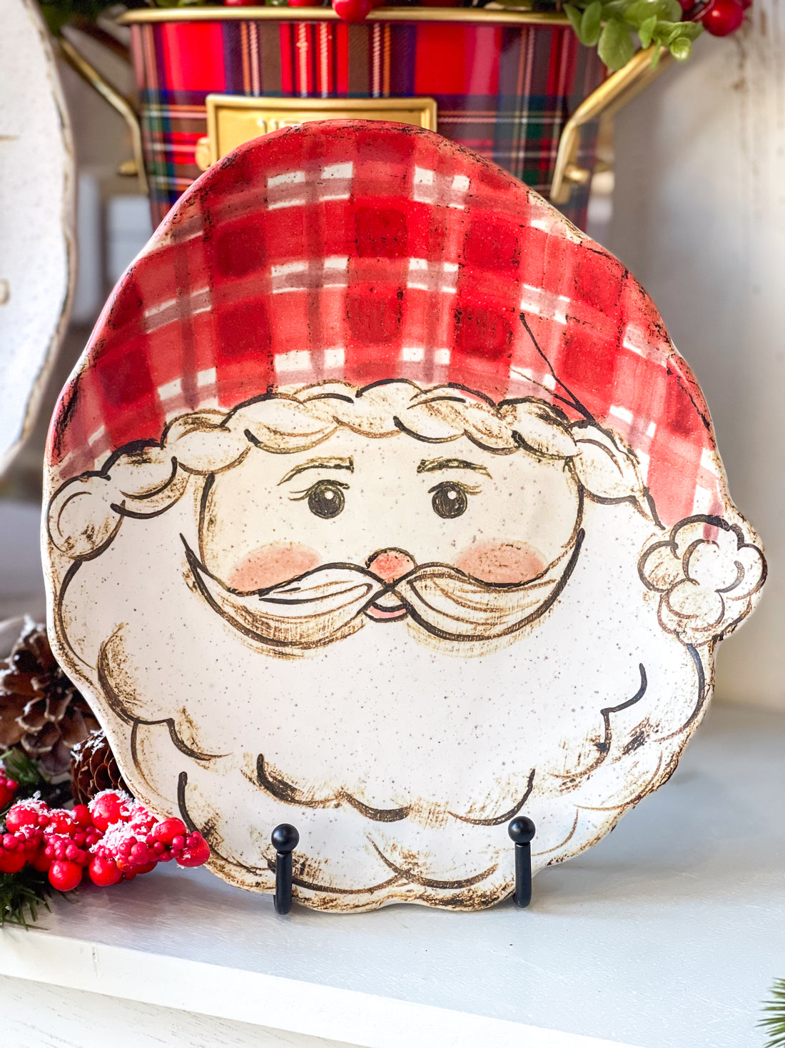 Etta B Pottery Santa Face Plate