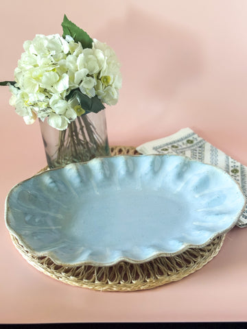Etta B Pottery Wisteria Fluttered Oval Platter