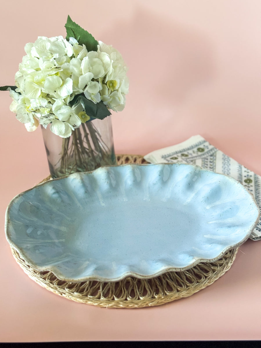 Etta B Pottery Wisteria Fluttered Oval Platter