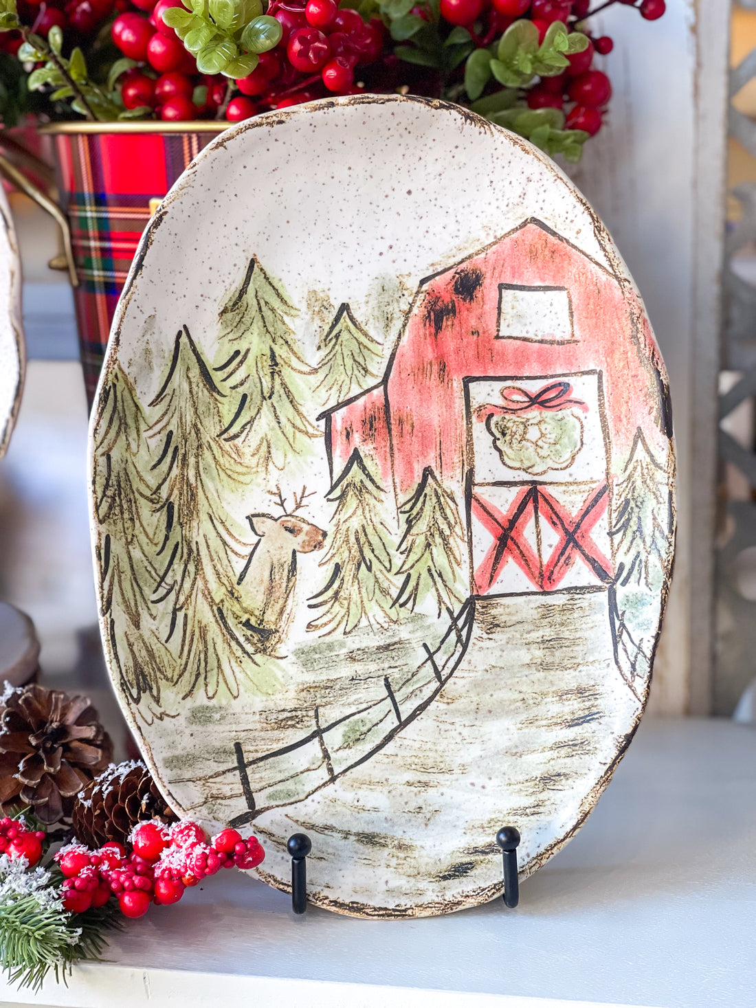 Etta B Pottery Woodland Barn Platter