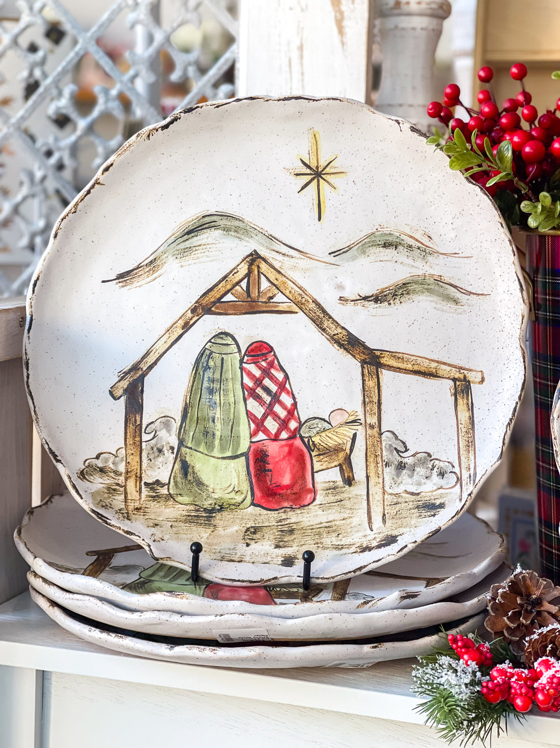 Etta B Pottery Round Nativity Platter
