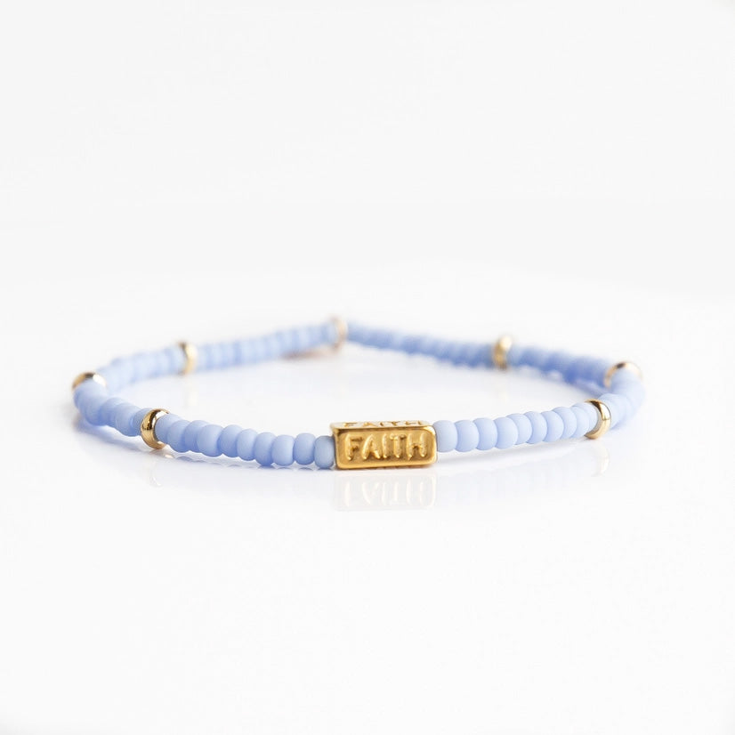 Faith Glass Bead Bracelet