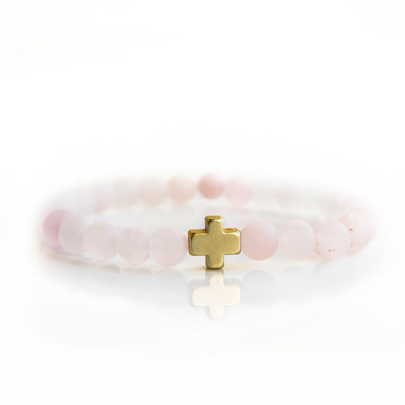 Faith Over Fear Rose Quartz Bracelet