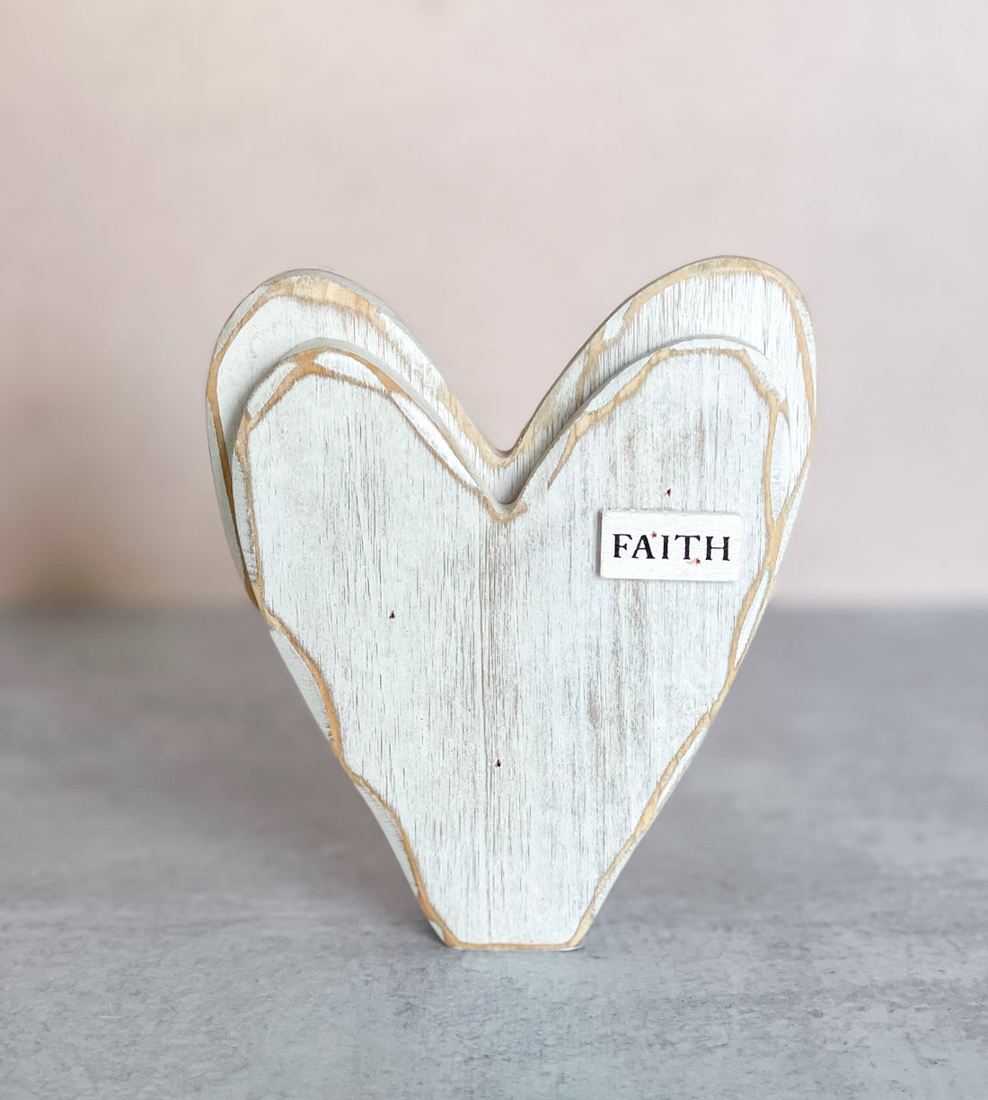 Faith White Wooden Heart