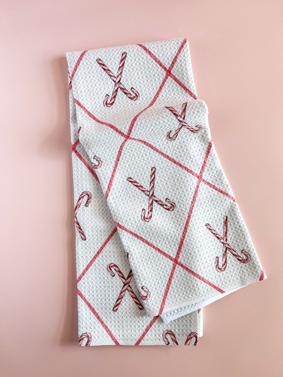 Festive Candy Canes Tea Towel