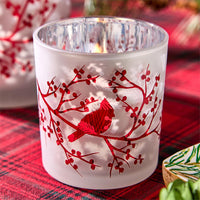 Glass Cardinal Candleholder