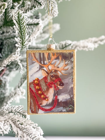 Glass Reindeer Ornament