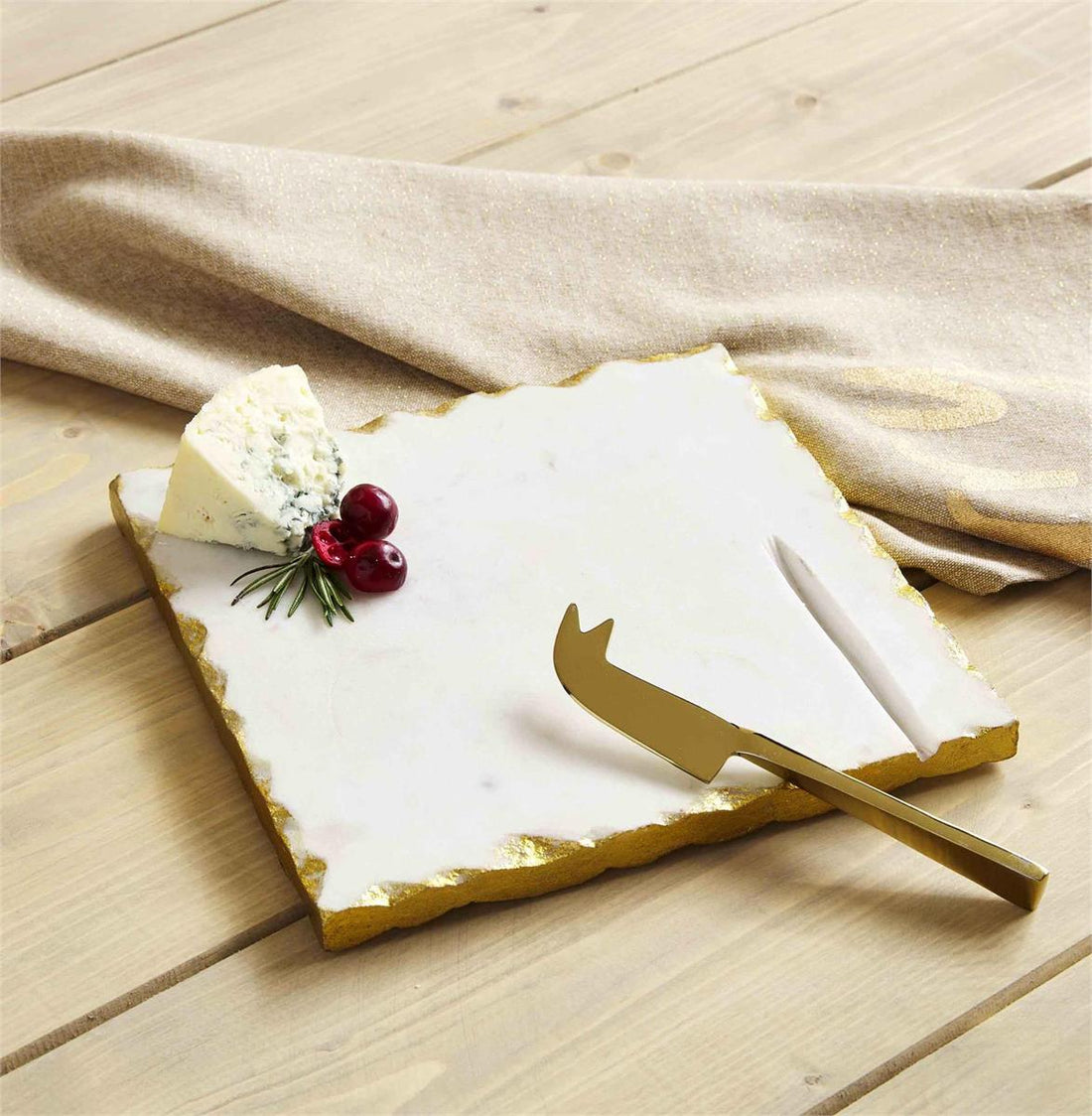 Gold and Marble Cheese Board Set