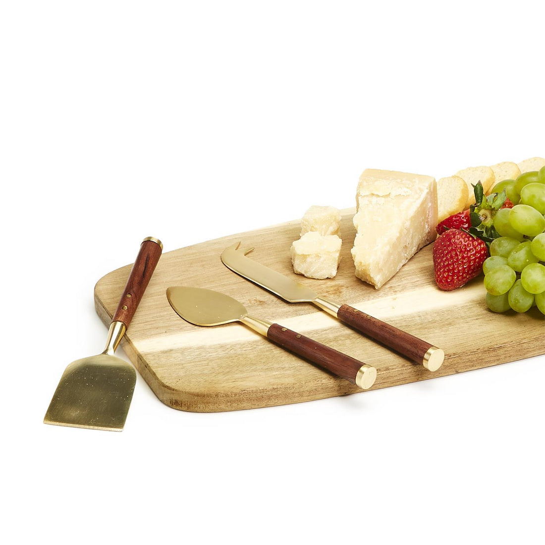 Gold and Wood Cheese Knife Set