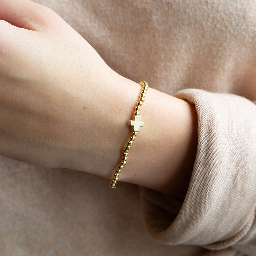 Gold Bead Faith Over Fear Bracelet