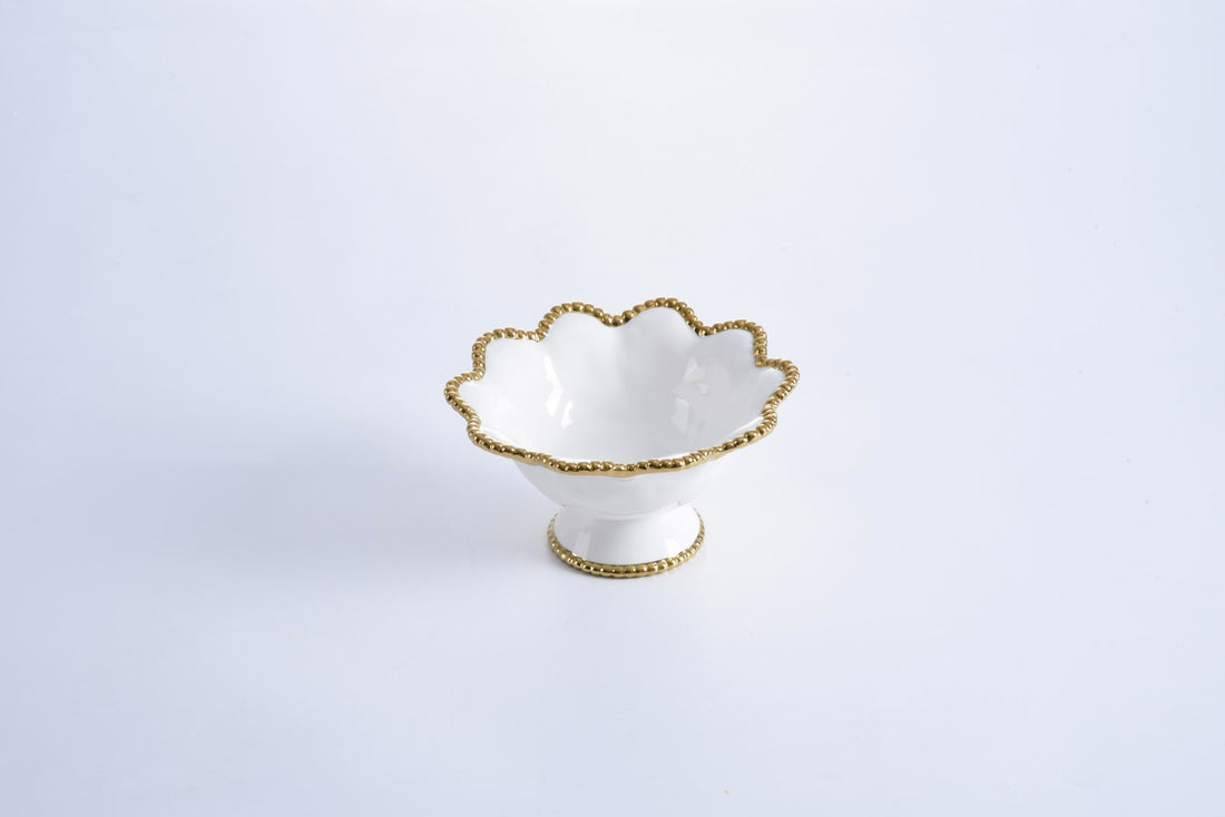 Golden Salerno Scalloped Footed Bowl