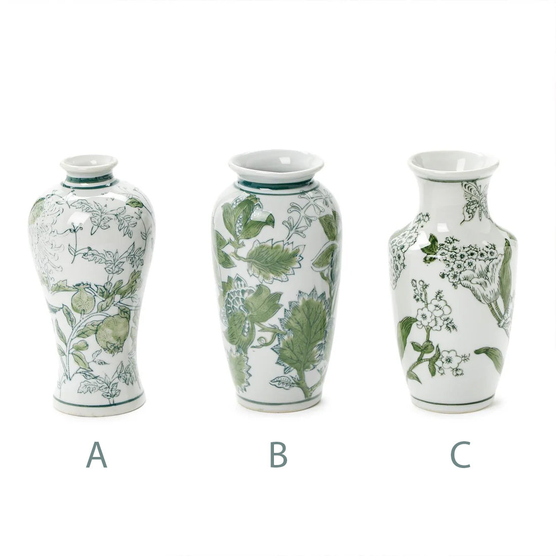 Green And White Chinoiserie Vases