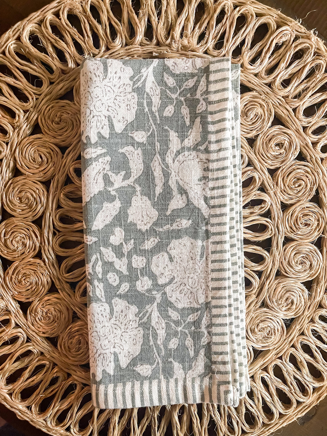 Green Floral Cloth Napkin