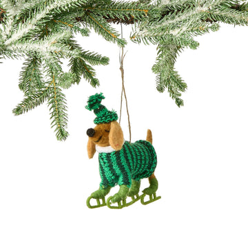 Green Sweater Dog Ornament