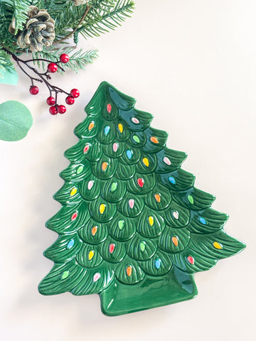 Green Vintage Tree Plate