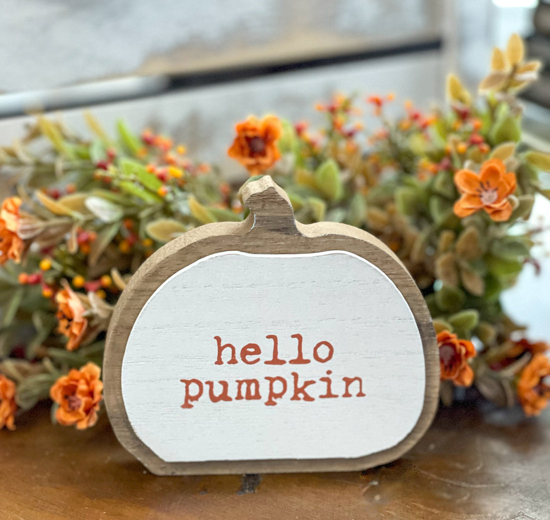Hello Pumpkin Block Sign