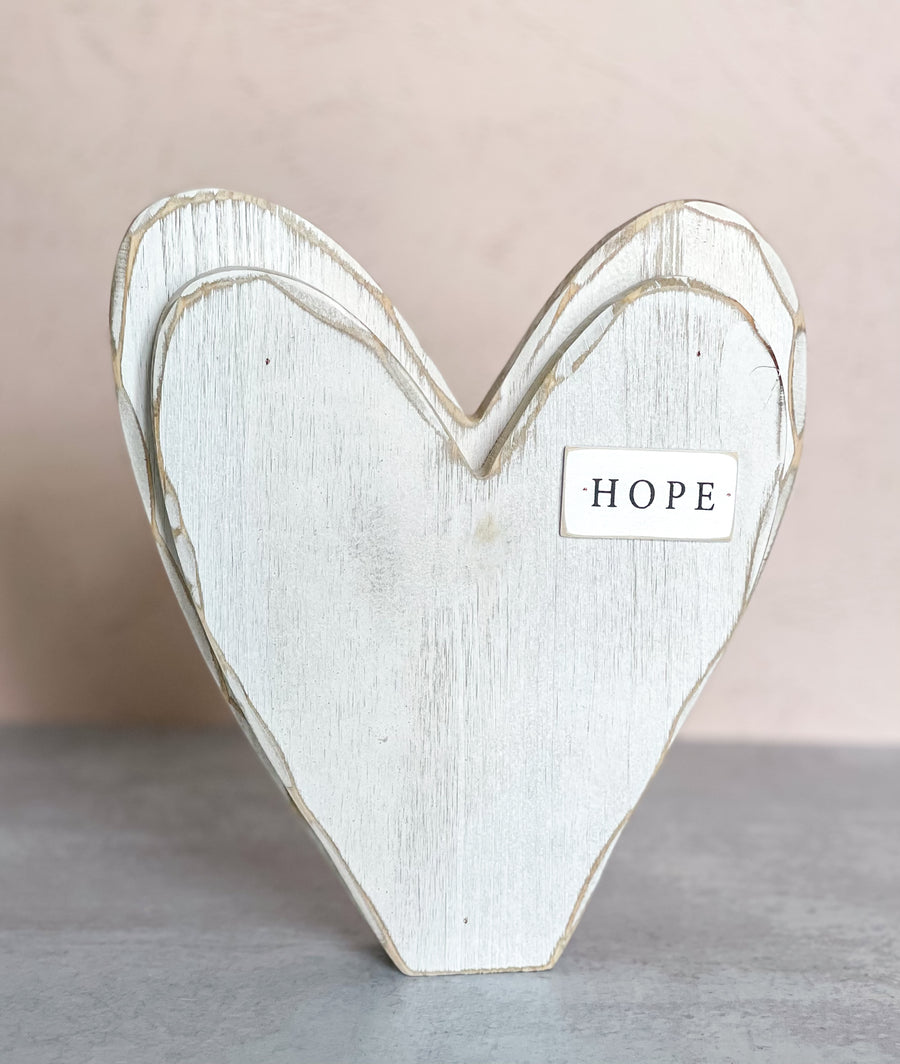 Hope White Wooden Heart