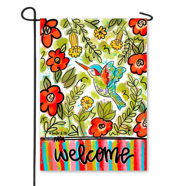 Hummingbird Floral Garden Flag