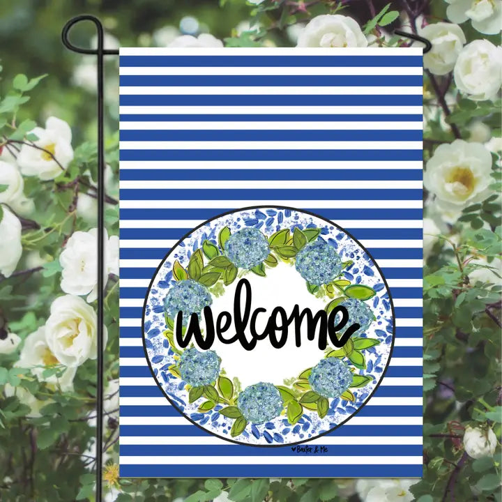 Hydrangea Welcome Garden Flag