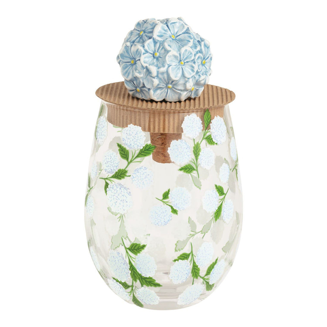 Hydrangea Wine Glass & Stopper Set