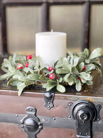 Iced Large Christmas Berry Candle Ring