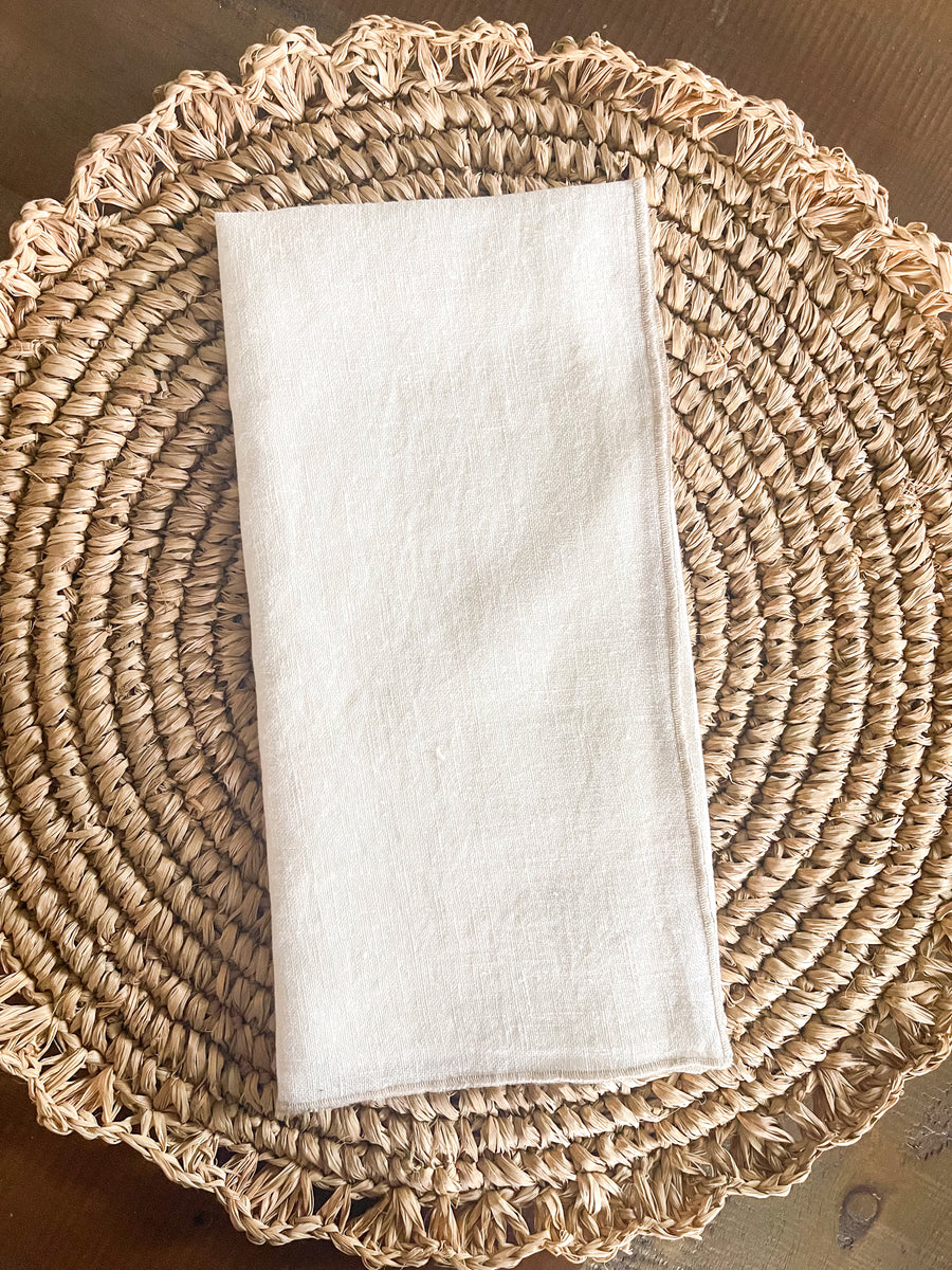 Ivory Linen Stitched Napkin