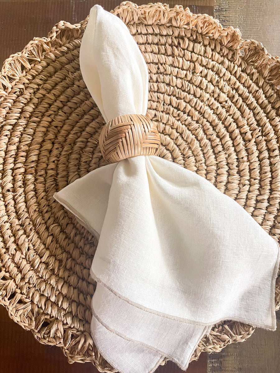 Ivory Stonewashed Stitched Napkin