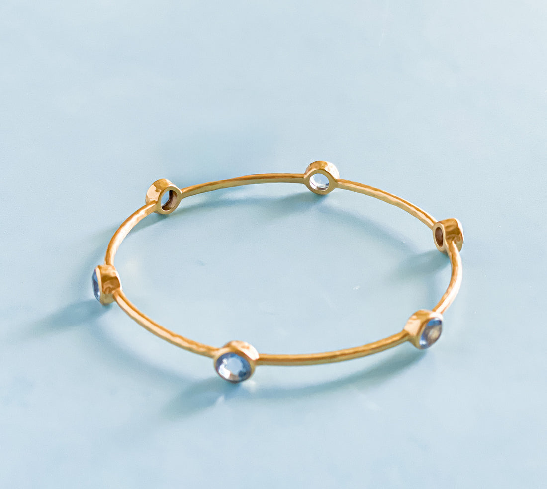 Julie Vos Chalcedony Blue Milano Bangle