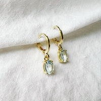 Laguna Blue CZ Huggie Hoop Earrings