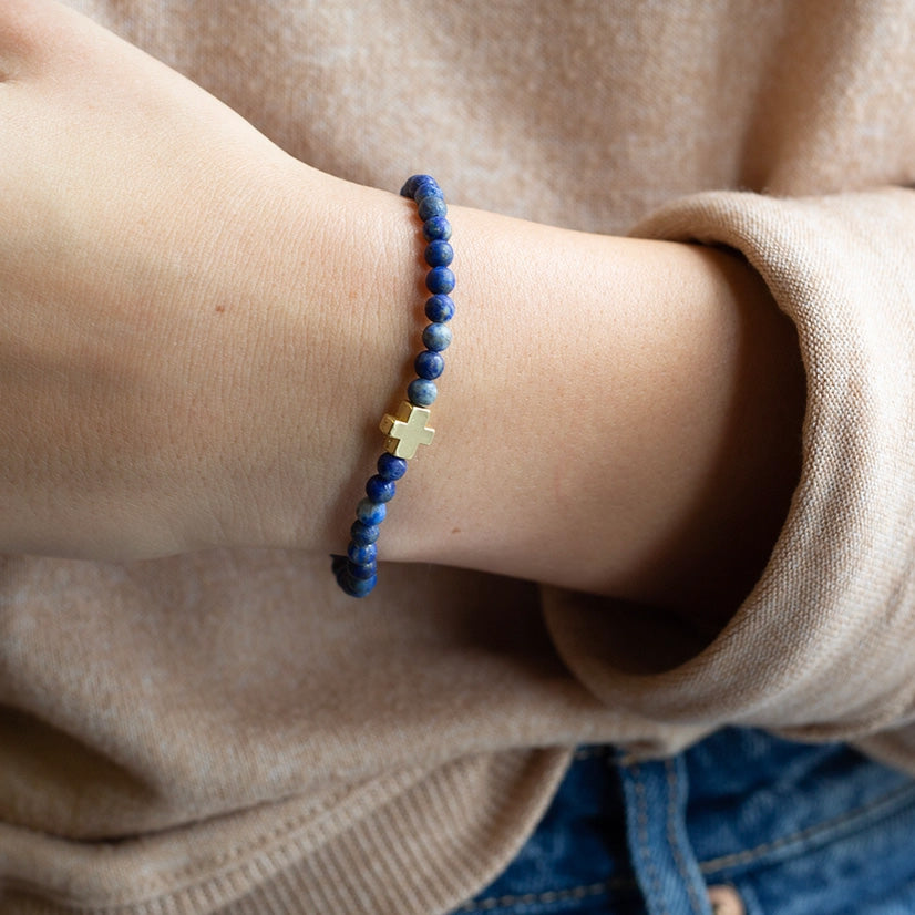 Lapis Cross Bracelet