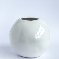 Large White Gloss Sphere Vase