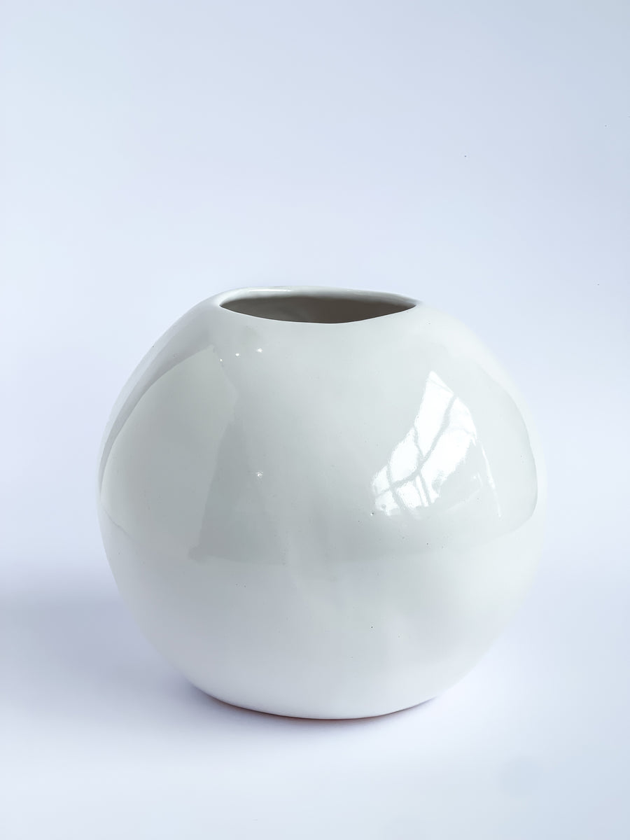 Large White Gloss Sphere Vase