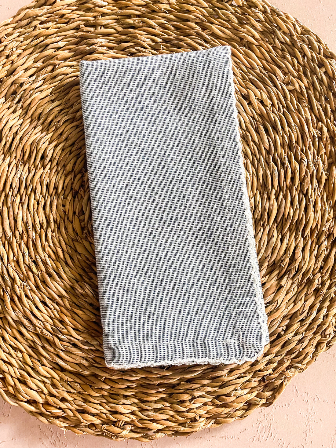 Light Blue Scalloped Dinner Napkin