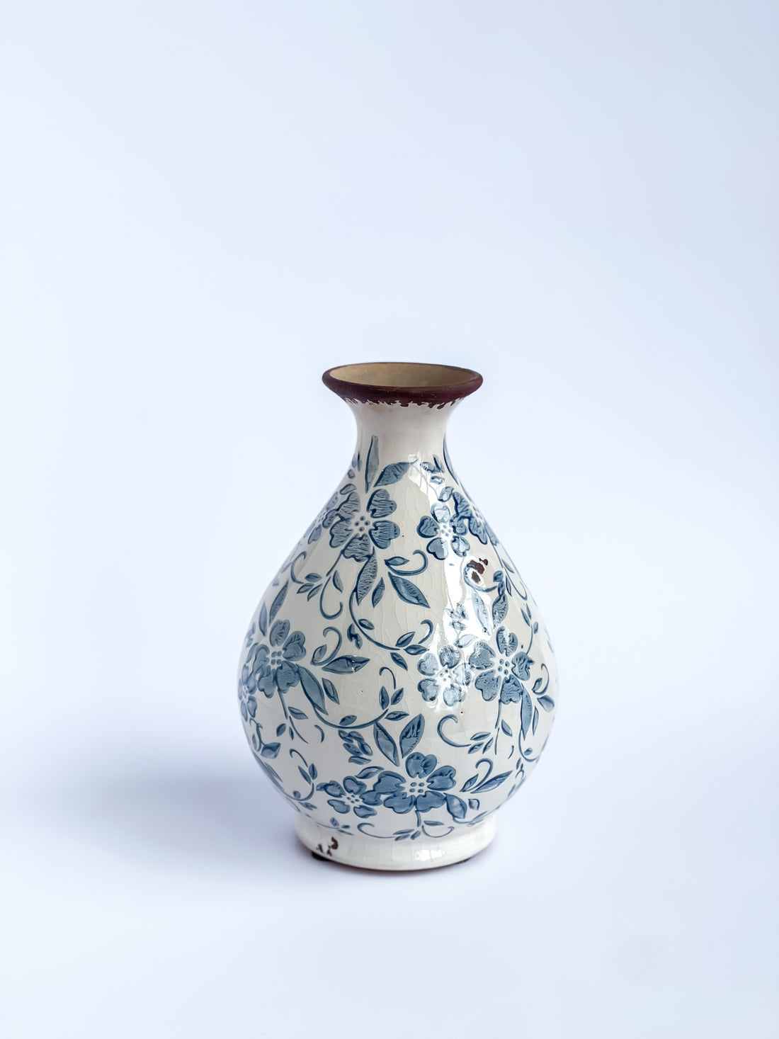 Medium Blue And White Ceramic Vase