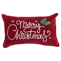 Merry Christmas Velvet Lumbar Pillow