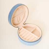 Misty Blue Round Jewelry Case