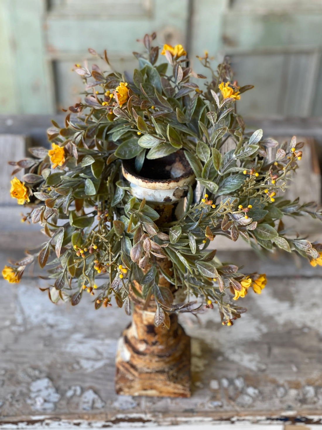 Mustard Autumn Floral Candle Ring