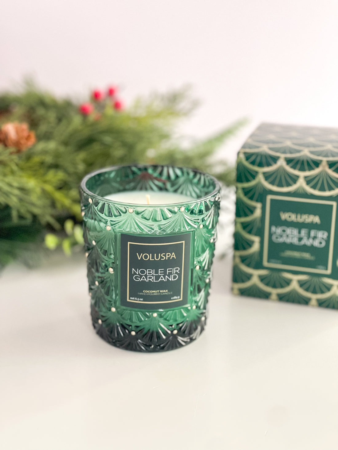 Noble Fir Garland Small Candle