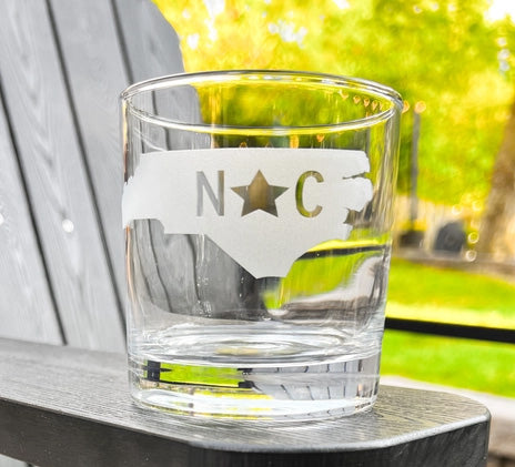 North Carolina Map Rocks Glass