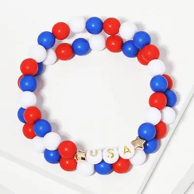 Patriotic Beaded Stretch Bracelet