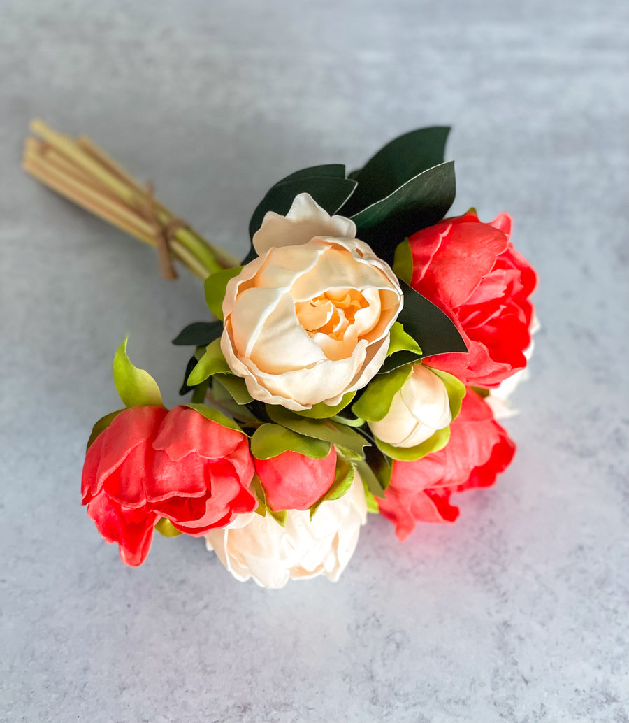 Peach Coral Mixed Real Touch Peony Bundle