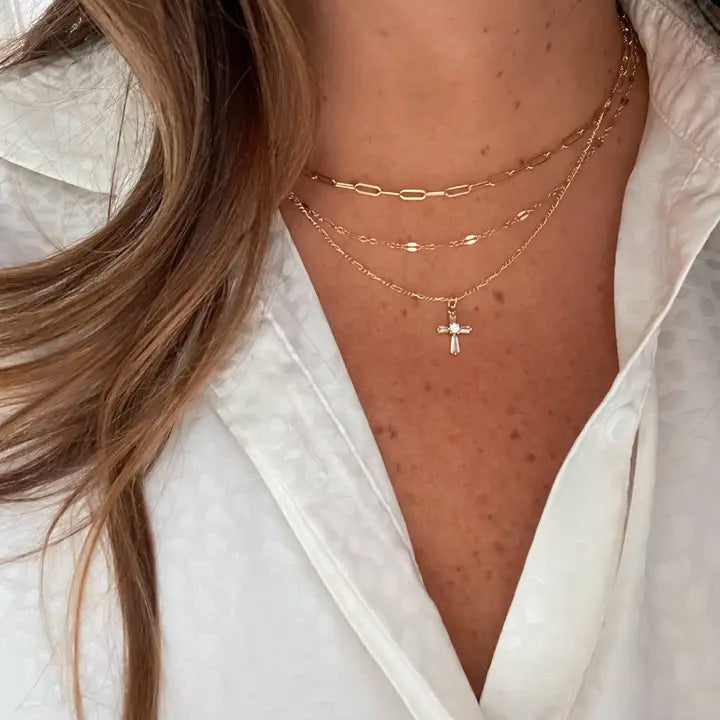 Petite Cubic Zirconia Cross Necklace