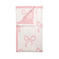 Pink Bows Chenille Blanket