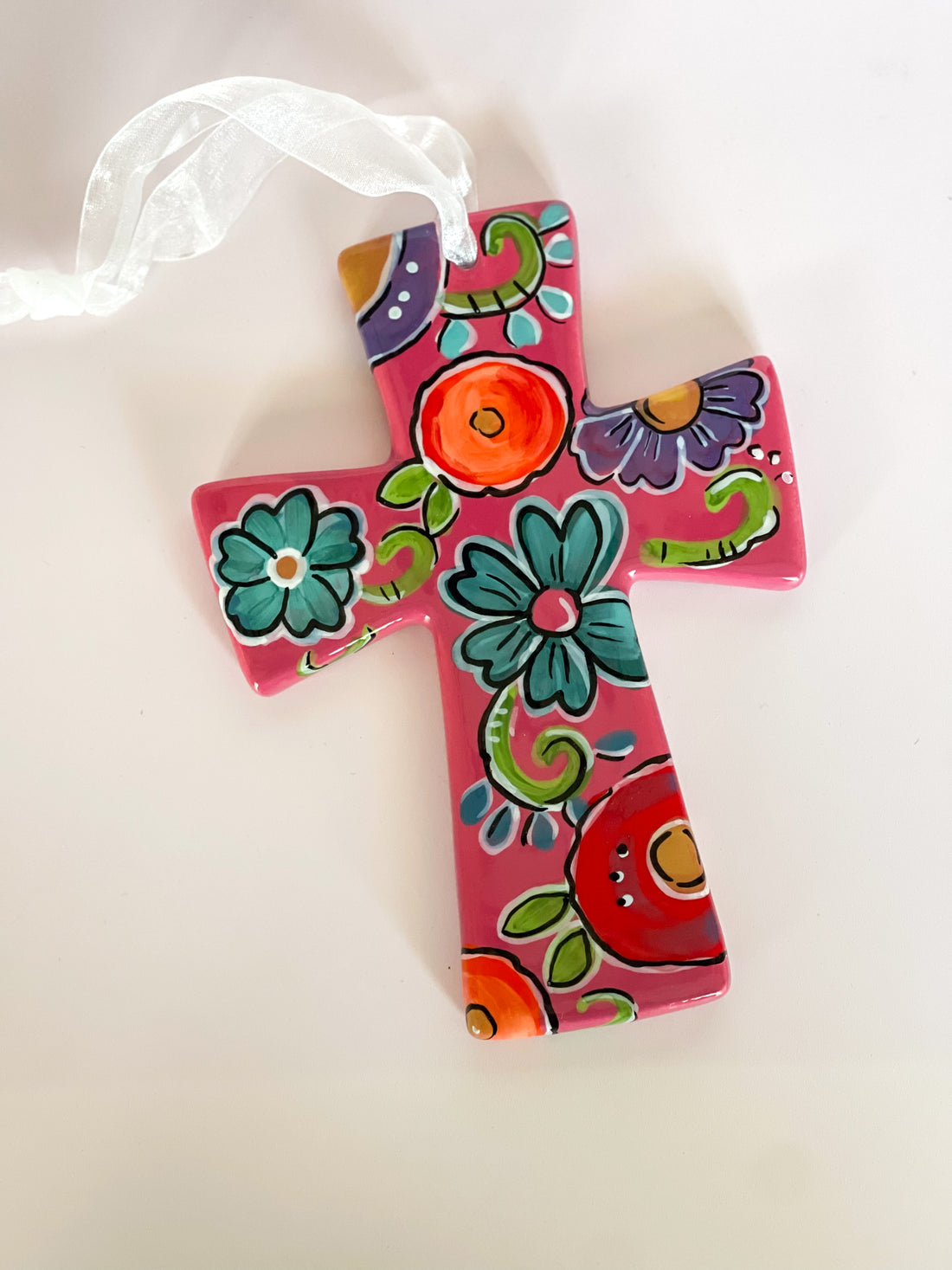 Pink Floral Cross