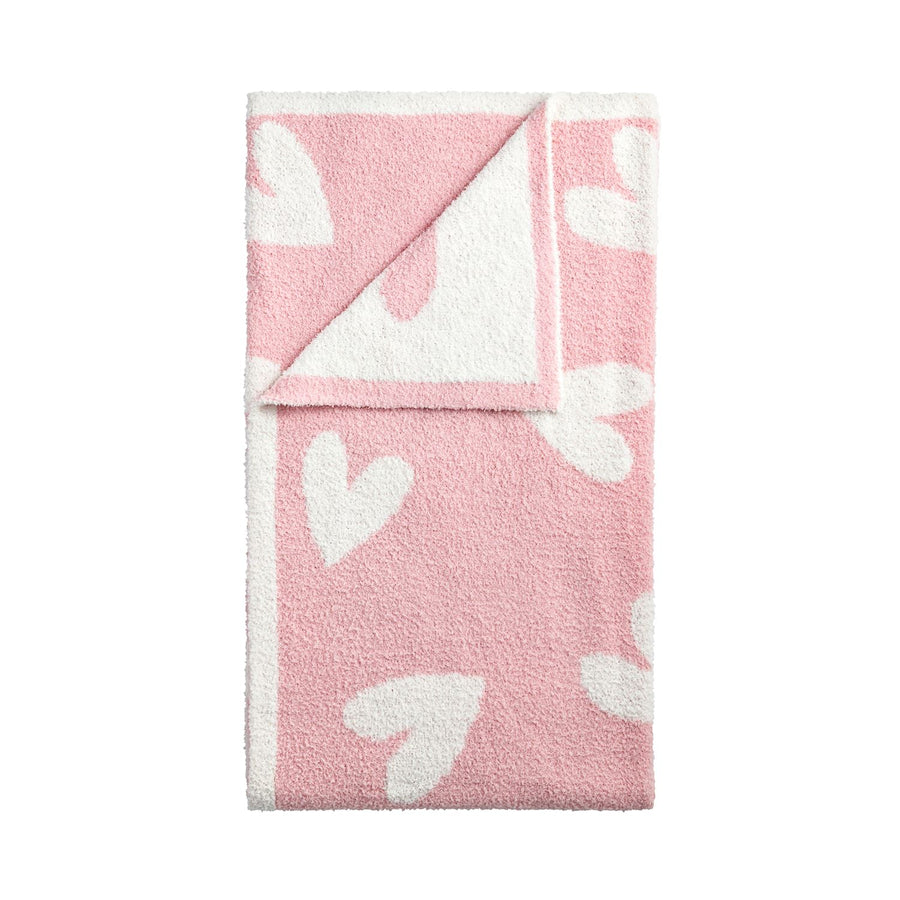 Pink Hearts Chenille Blanket